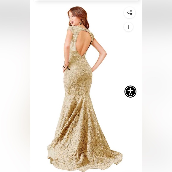 Clarisse bateau mermaid gold sequin size 4 evening gown - Picture 5 of 17